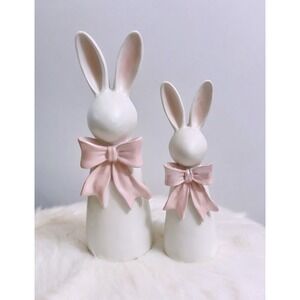 Bunny with Bow Figurine, 12 in and 9 In New Set